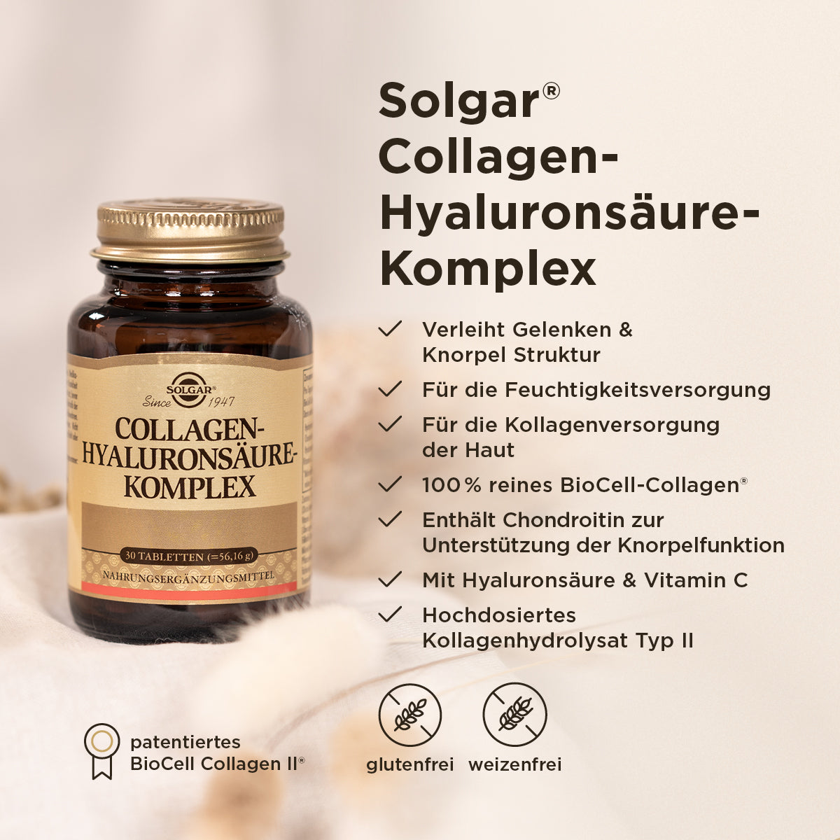 Grafik der Benefits des Solgar Collagen Komplexes