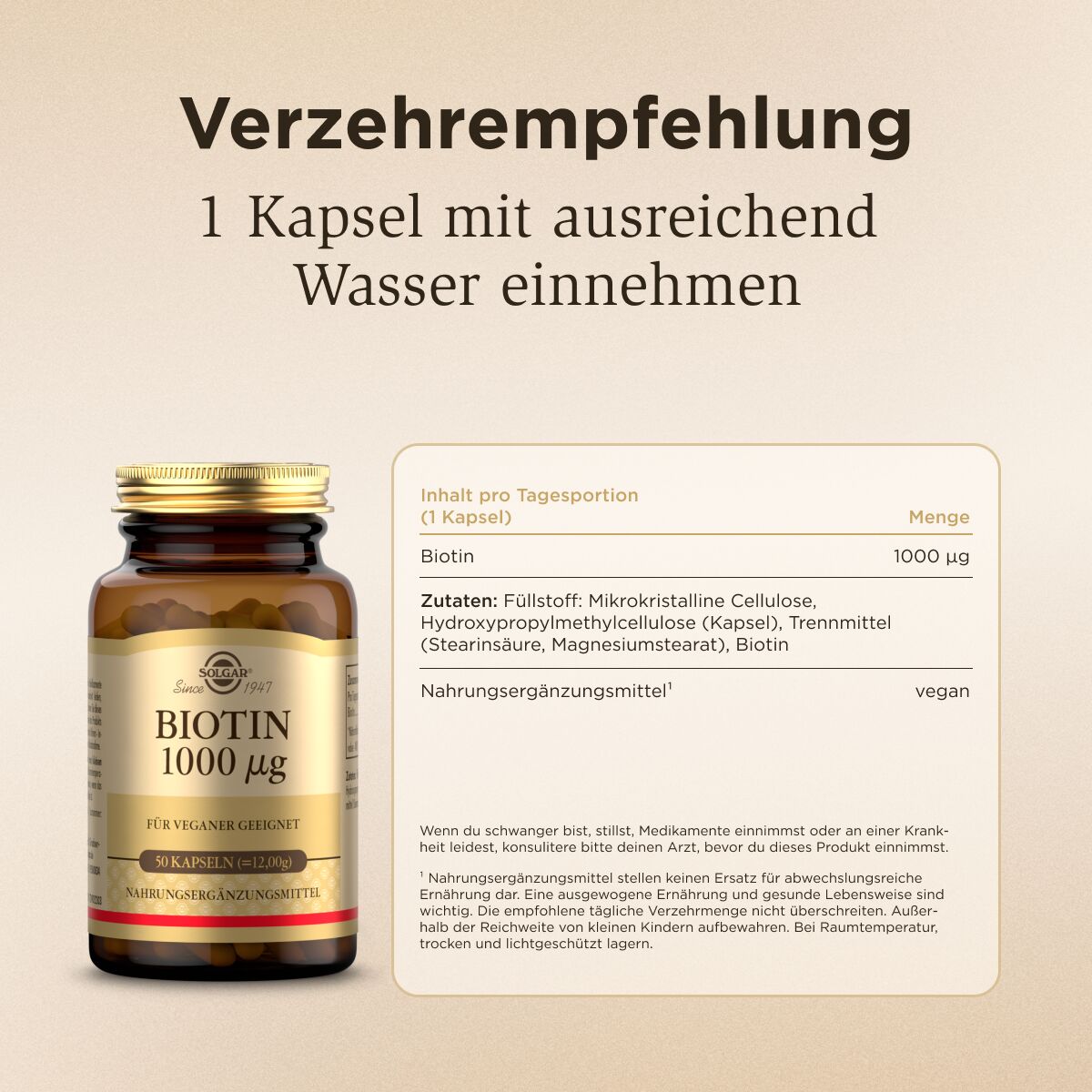 Solgar Biotin Inhaltsstoffetabelle