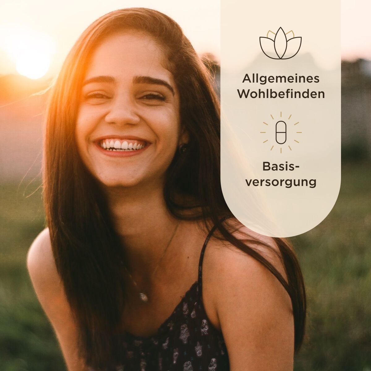 Solgar Multi-one Anwendungsbereich und lächelnde Frau
