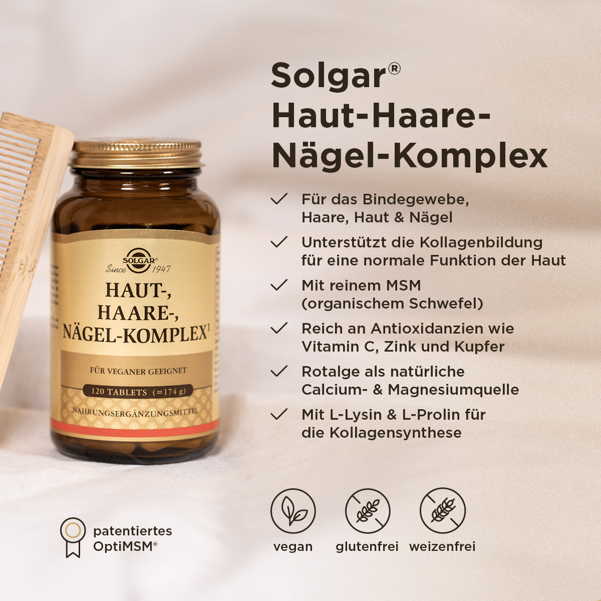 Grafik der Benefits des Solgar  Haut-Haare-Nägel-Komplexes