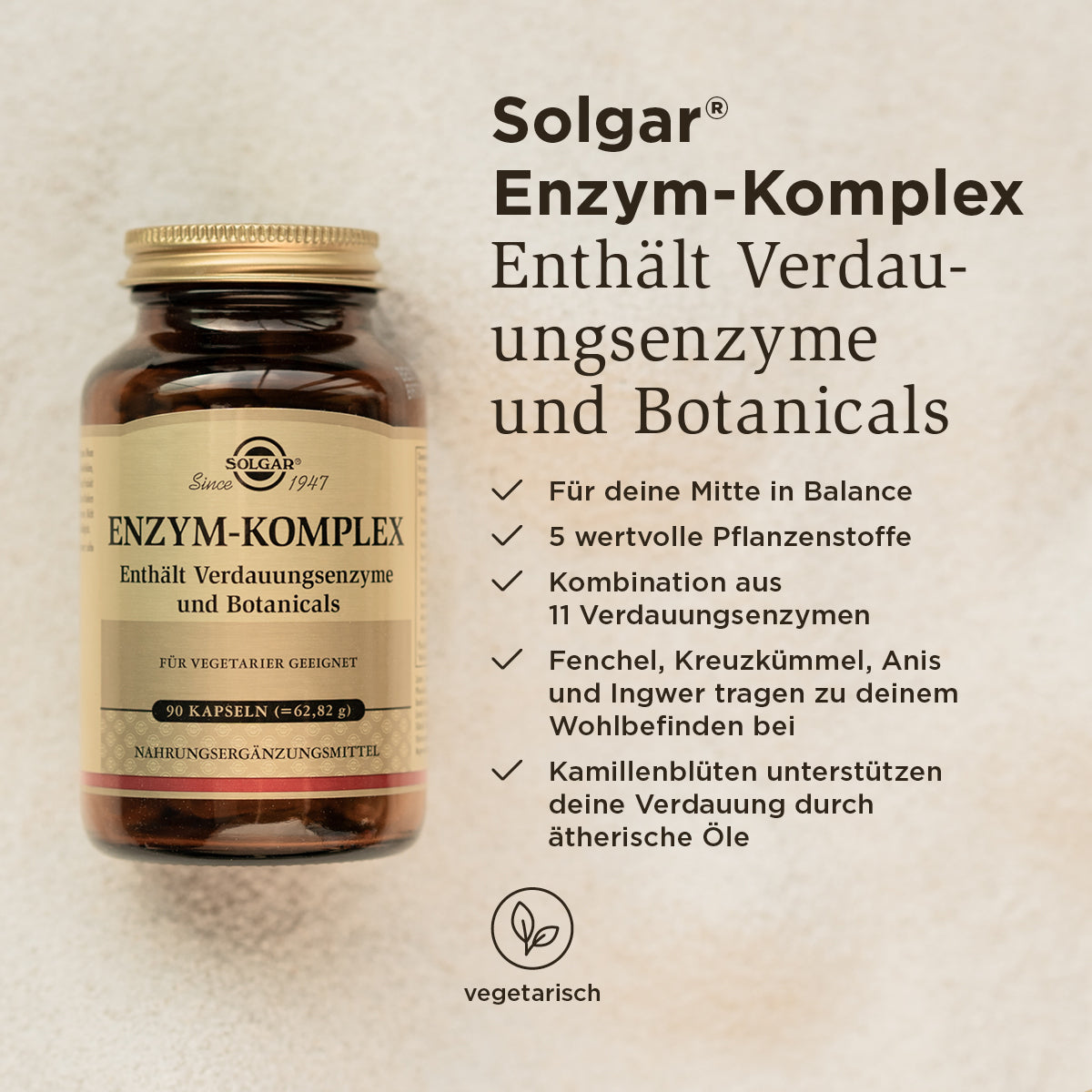 Grafik der Benefits des Solgar Enzym-Komplexes