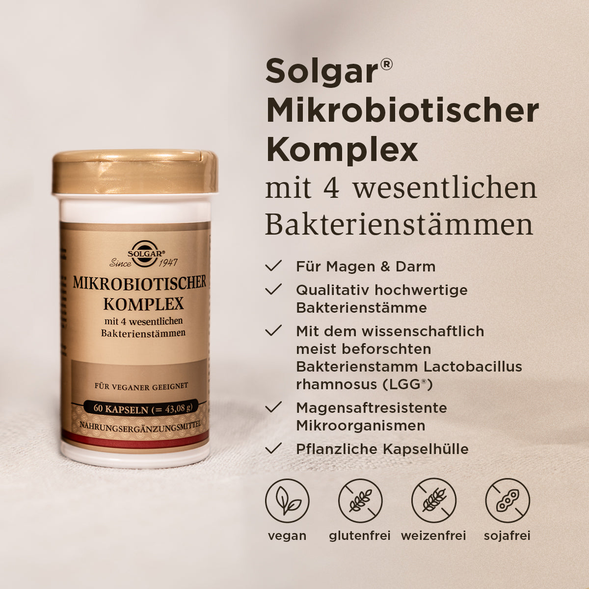 Grafik der Benefits des Solgar  Mikrobiotischen Komplexes