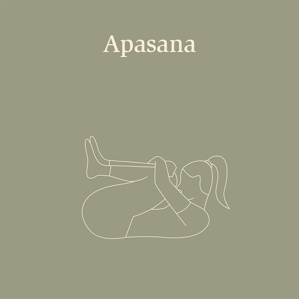 Apasana Yoga Pose zur Linderung von einem Blähbauch